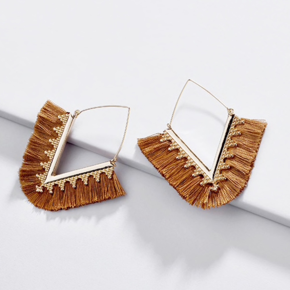 Vonya Fringe V Hoop Earrings